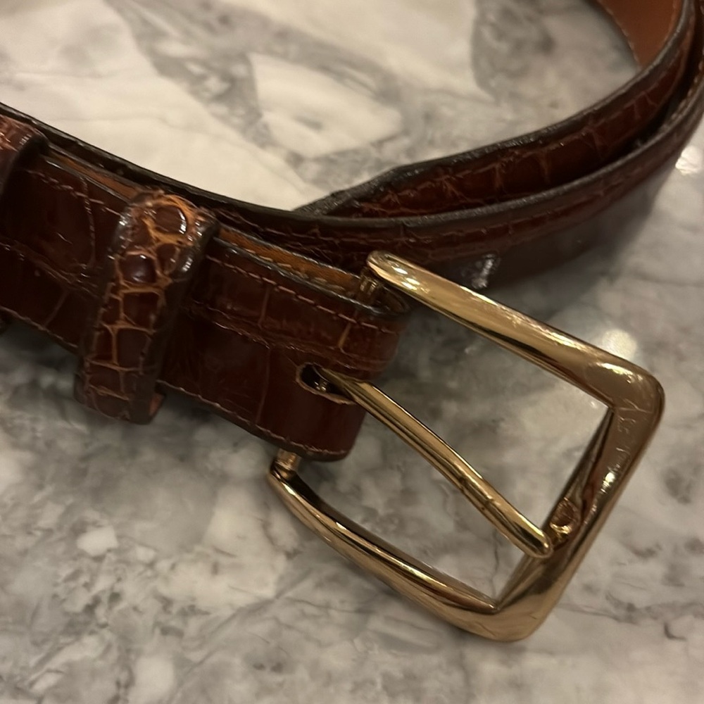 Vintage Wathne genuine alligator brown women’s belt with brass buckle size 30